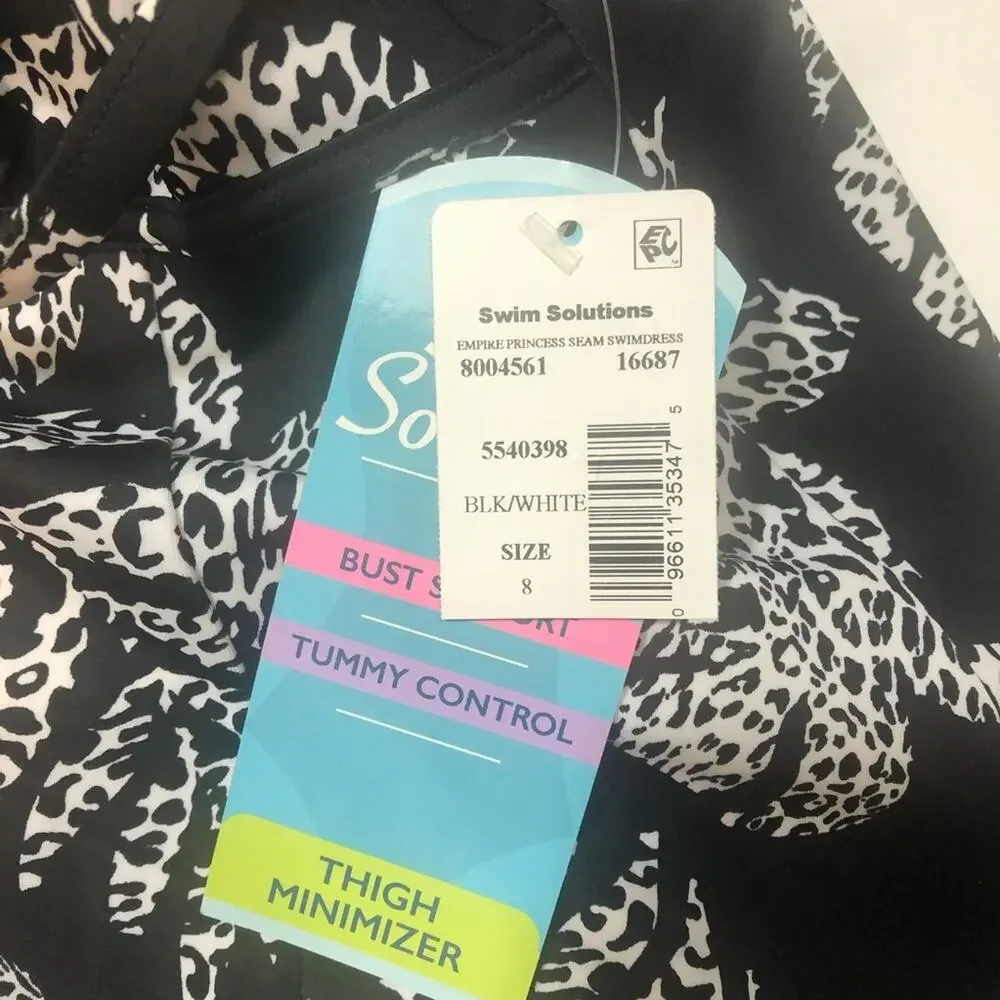 Swim Solutions LEAVES Empire-Waist  Swimdress
